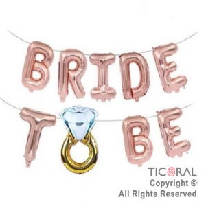 SET DE GLOBOS METALIZADO FRASE BRIDE TO BE 9 UNIDADES X 1